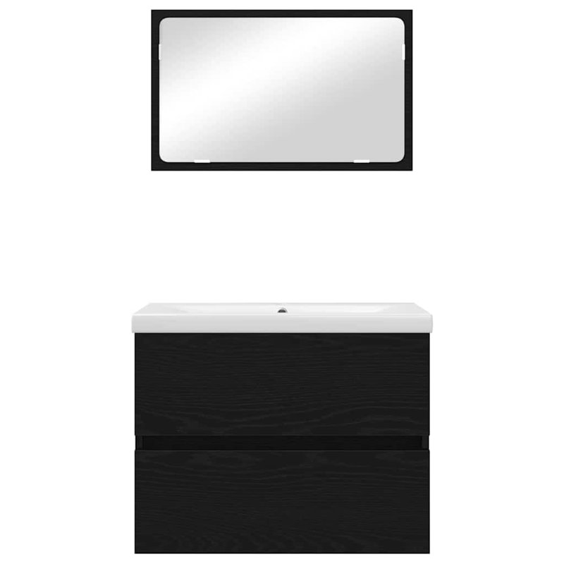 Bathroom Vanity with Basin, Black Oak