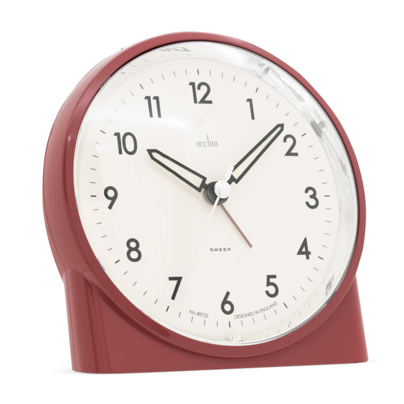 Acctim Arlo Non-Ticking Sweep Luminous Tipped Hands Analogue Backlight Alarm Clock, Spice