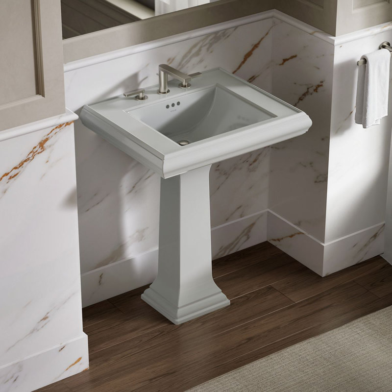 Memoirs® Rectangular Pedestal Bathroom Sink with Overflow, Ice Gray, 8'' Centers