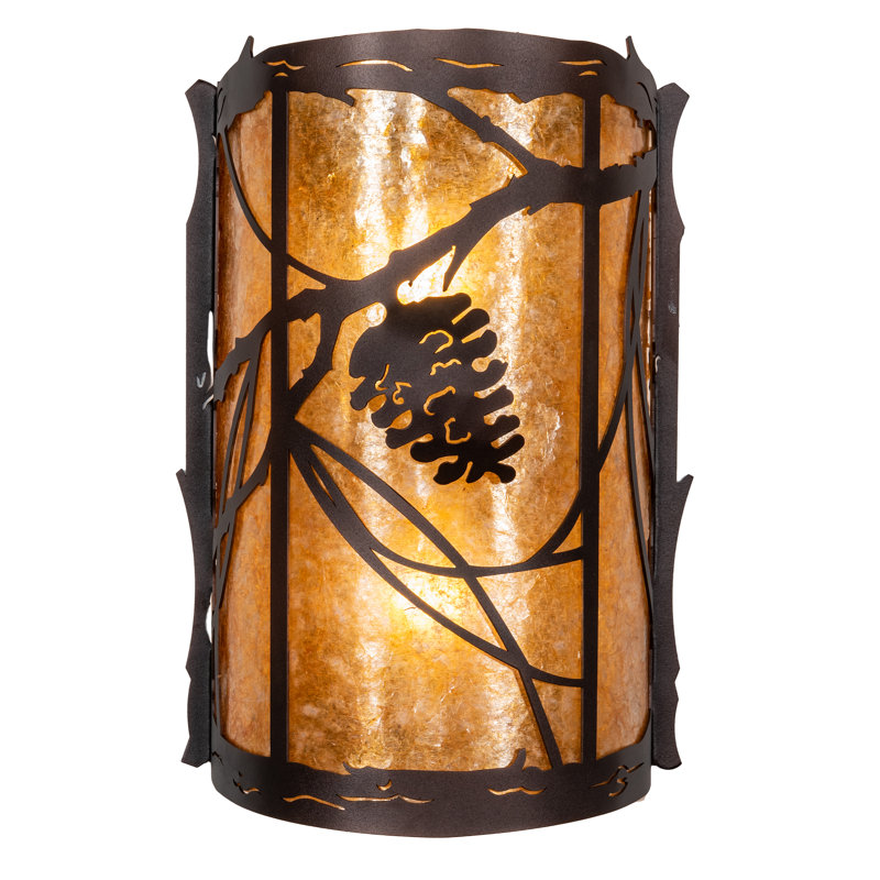 1 - Light Flush Mounted Sconce, 2, Amber, Mahogany Bronze