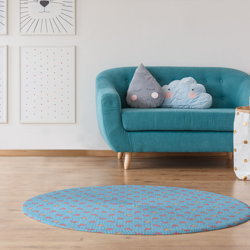 Tapis bleu baleines, Rond 5 pi