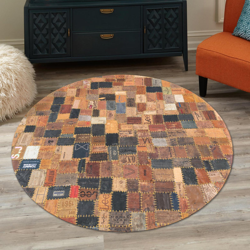 Tapis en cuir Gloria Jean, Rond 5 pi 1 po