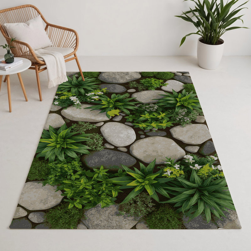 Tapis d'intérieur et d'extérieur vert Nature, Rectangle 5 pi x 7 pi