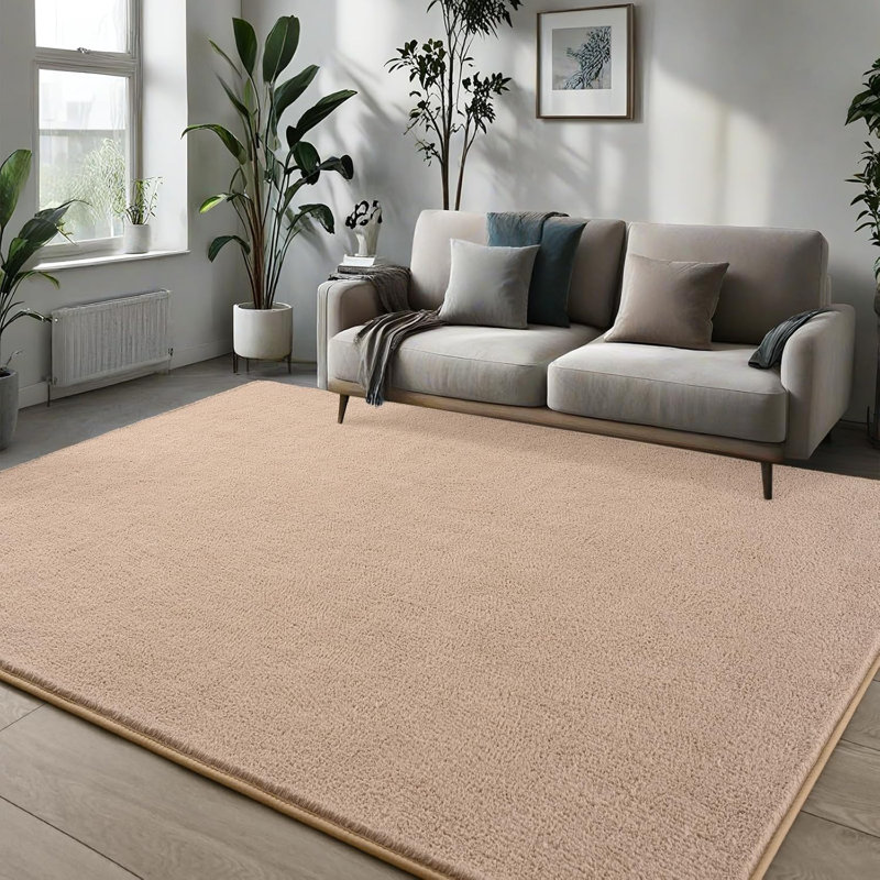 Solid Colour Shag Area Rug, Rectangle 122 x 183 cm, Beige