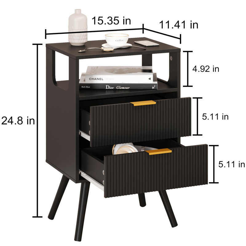 Table de chevet de style moderne, Noir