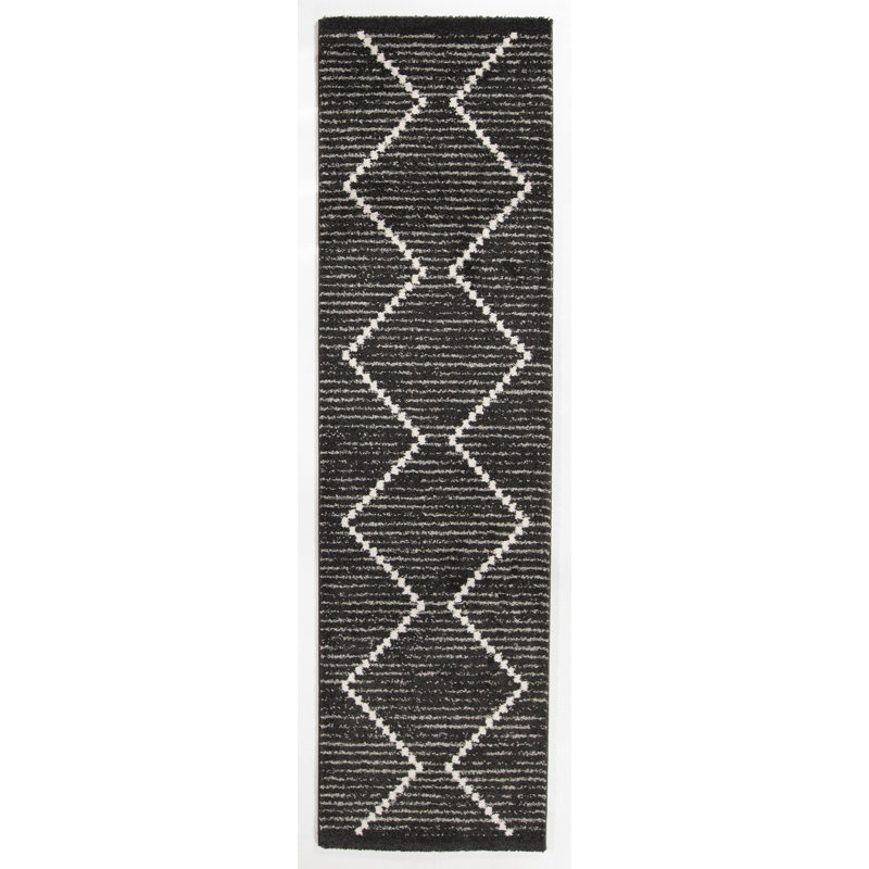 Tapis à motif géométrique Dedham, Tapis de couloir 2 pi x 6 pi 11 po