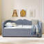 Upholstered Daybed with Pull-Out Trundle Bed Frame, Side Storage Pocket, Solid Wood Frame Sofa Bed for Guest Bedroom-660650052-660650058