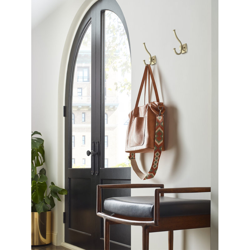 Kinsale Transitional Double Prong Decorative Wall Hook, Golden Champagne