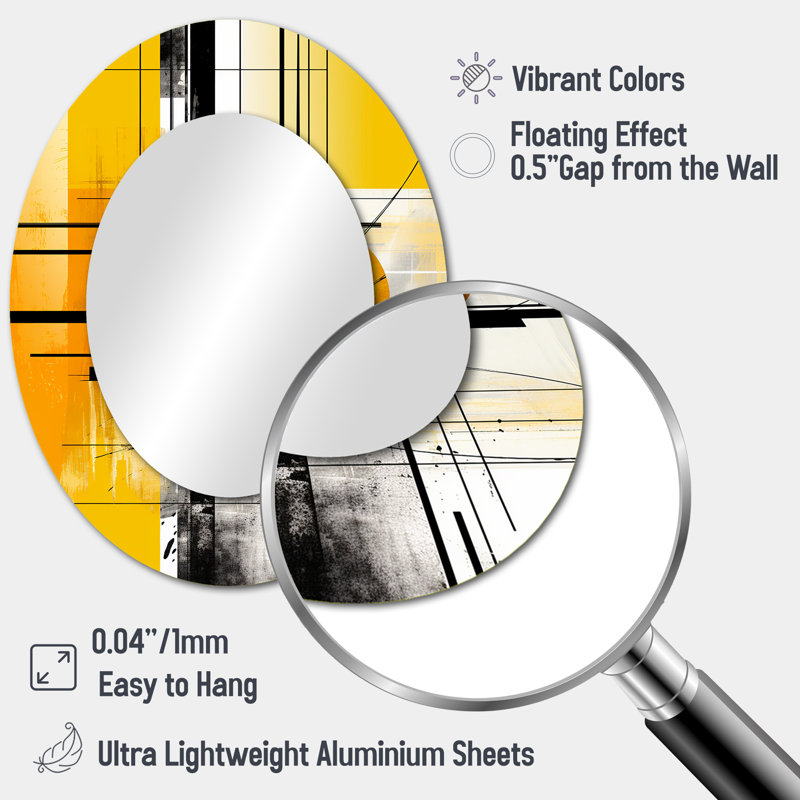 Miroir mural ovale jaune II, H 43 po x l 33 po