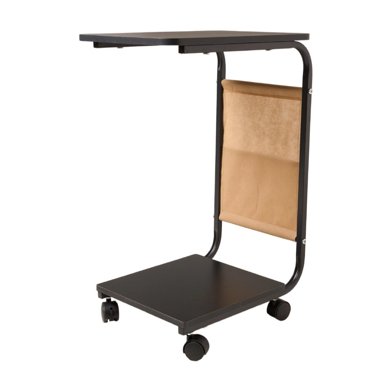 Tray Top Wheel End Table, Black