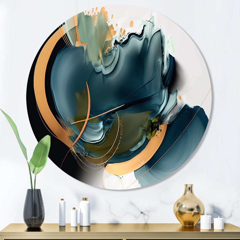 «Abstract Shapes Modern Artwork I», art mural rond en métal abstrait, H 23 po x l 23 po x P 1 po