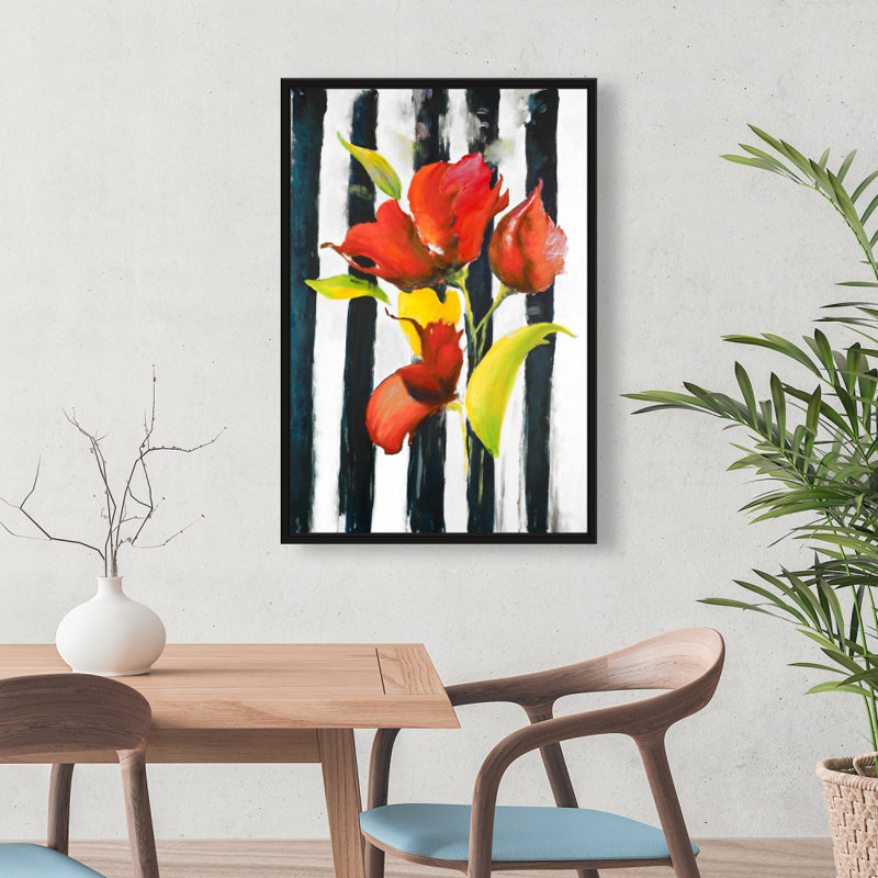 "Fleurs sur rayures noires et blanches"