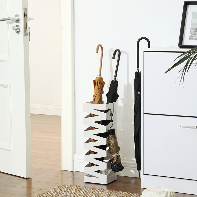 15.5x15.5x49cm Steel Umbrella Stand, White