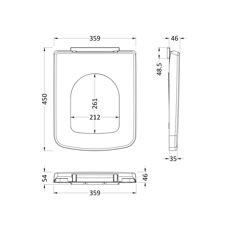 Soft Close Rectangle Standard Toilet Seat