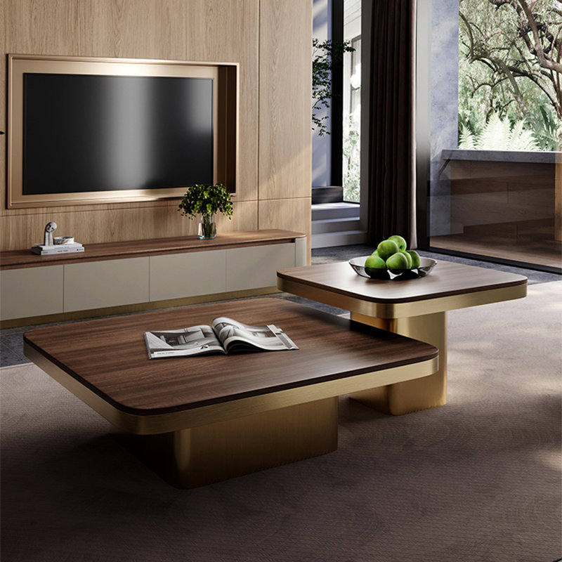 Luxury-Style Square Solid Wood Coffee Table, 15" H x 31.5" L x 31.5" W