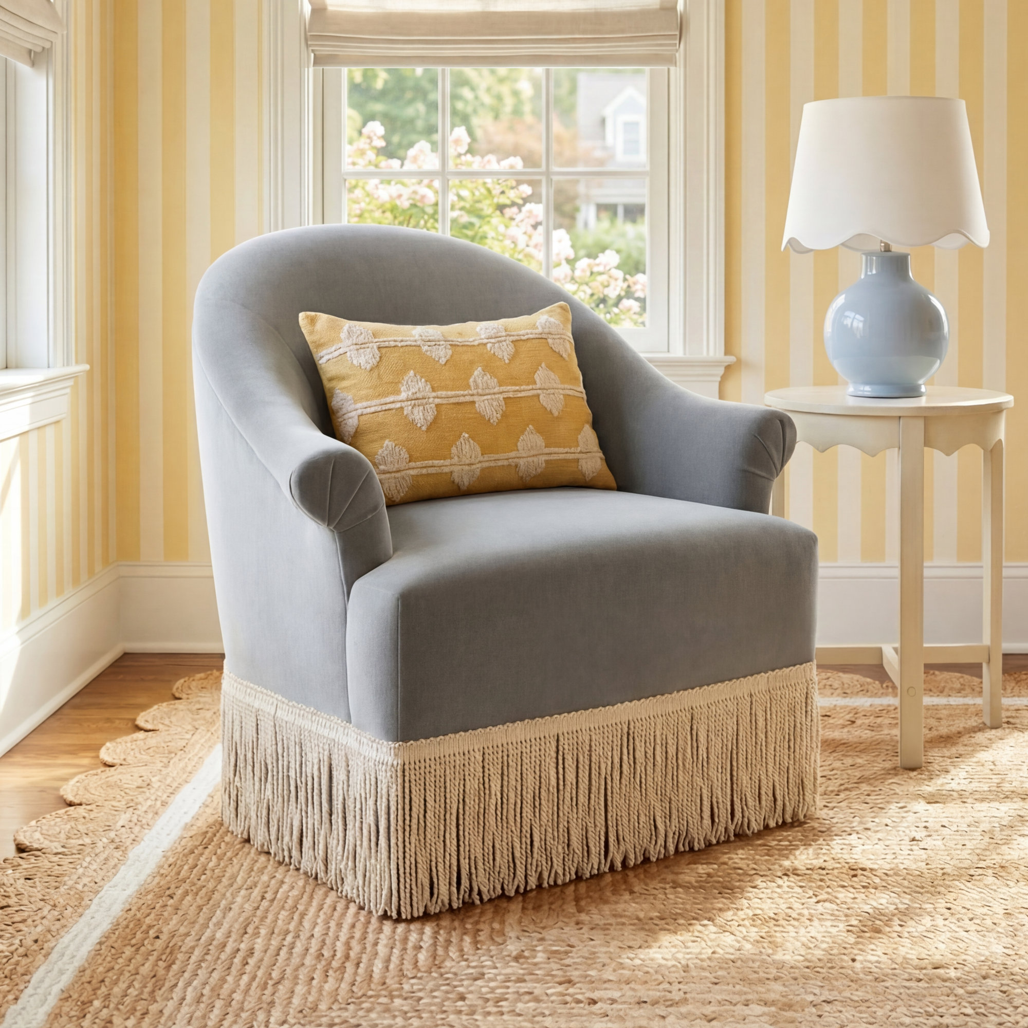 Stoffer Home x Cloth & Company Marie Swivel Chair, Lichen Performance Velvet