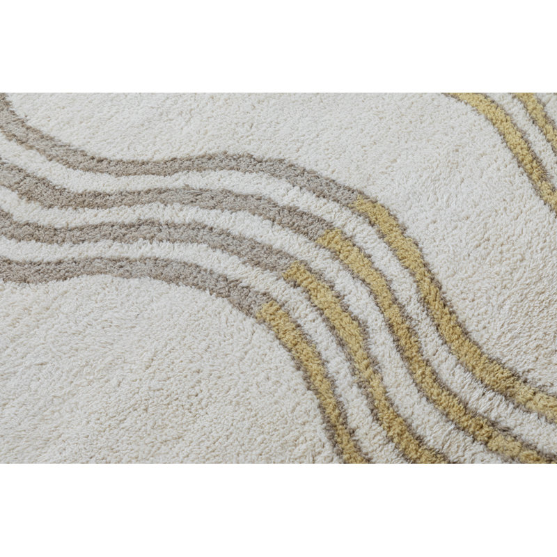 Wavy Shag Rug Hand Tufted Wool  Rug, Rectangle 2' x 3'