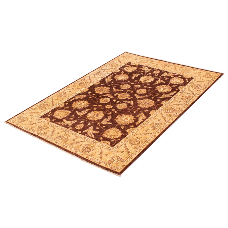 Chobi Finest One-of-a-Kind 5'7" X 8'1" New Age Wool Area Rug in Dark Brown