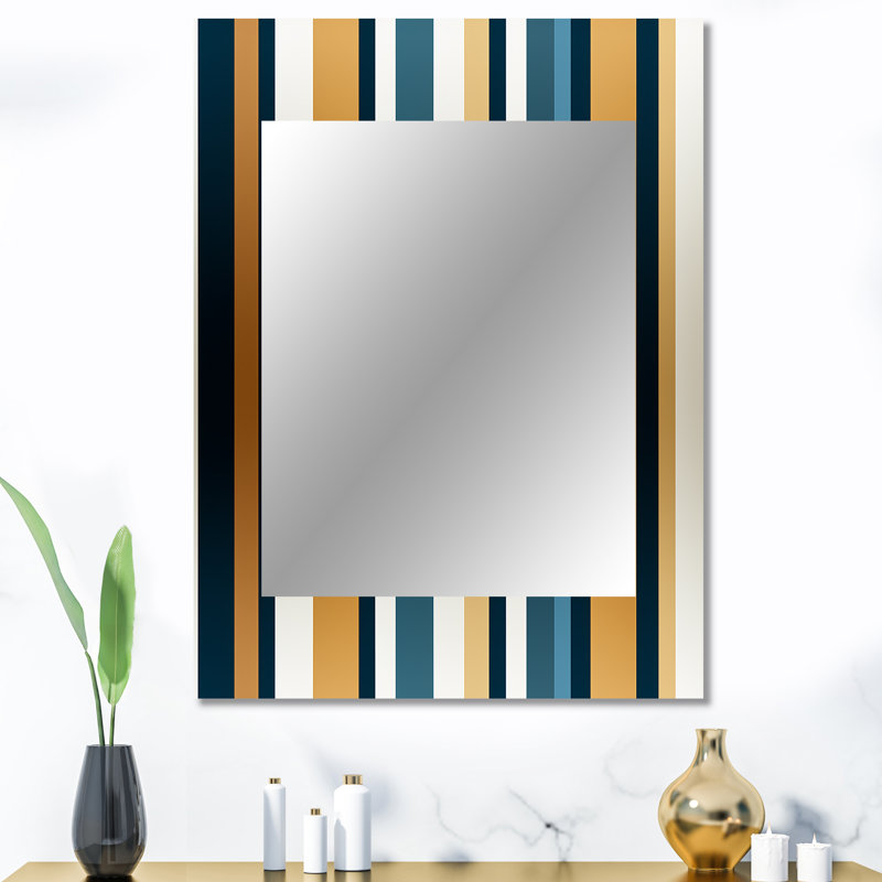 Elegant Gold And White Striped Pattern - striped  Unique Wall Mirror, Striped, Abstract Mirror, Printed Metal Art, 40" x 30"