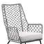 Fauteuil de jardin Marco en acier, intérieur/extérieur, avec corde et coussin gris