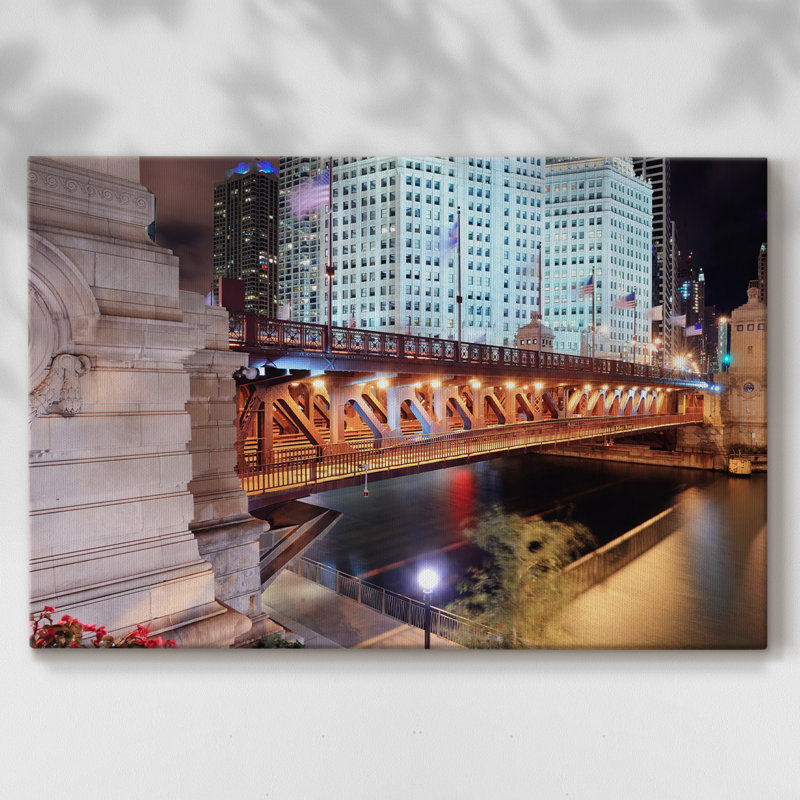 Chicago River Vii sur impression sur toile, H 24 po x l 36 po x P 1,5 po