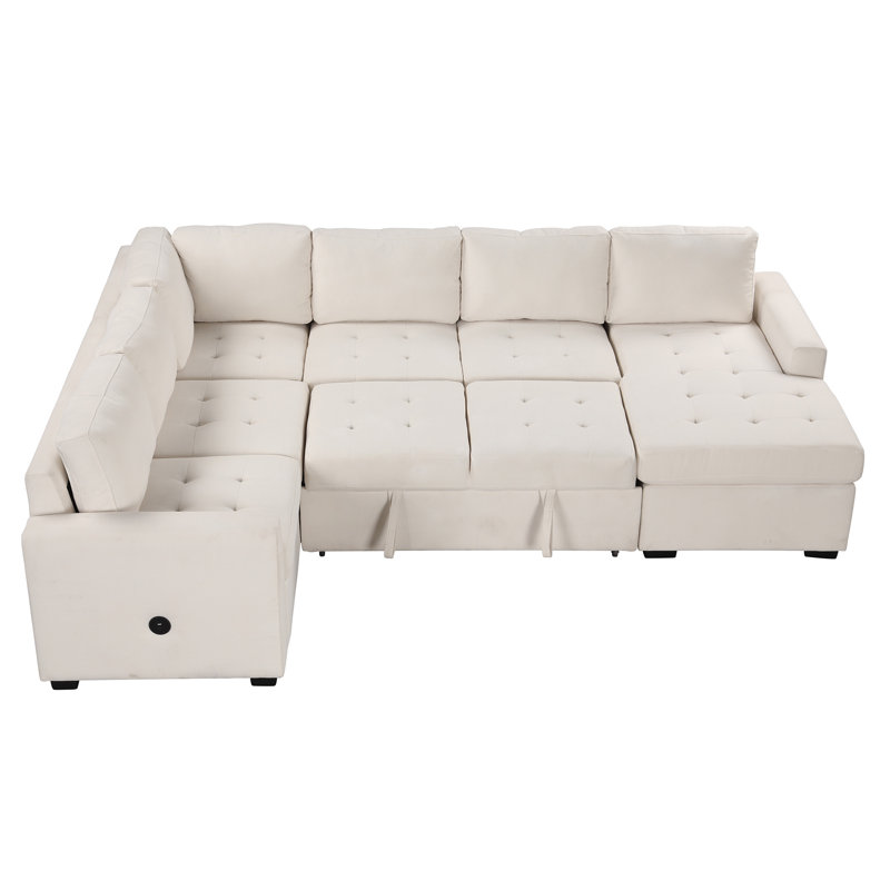 Canapé-lit modulaire avec lit escamotable U_Style, Beige
