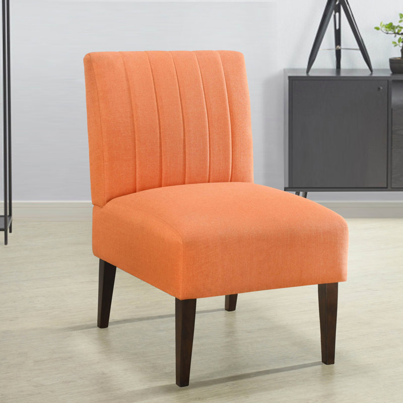 Kaie 29.81'' Wide Side Chair COMFORTABLE ACCENT CHAIR UPHOLSTERED CHAIR PLUSH CHAIR, Orange Fabric