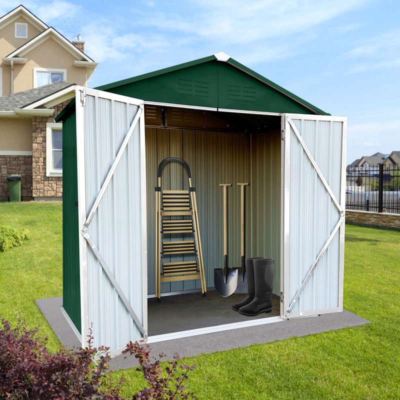 Outdoor Storage Sheds 6Ftx4ft Apex Roof, 75.6"H x 73"W x 50" D, Green
