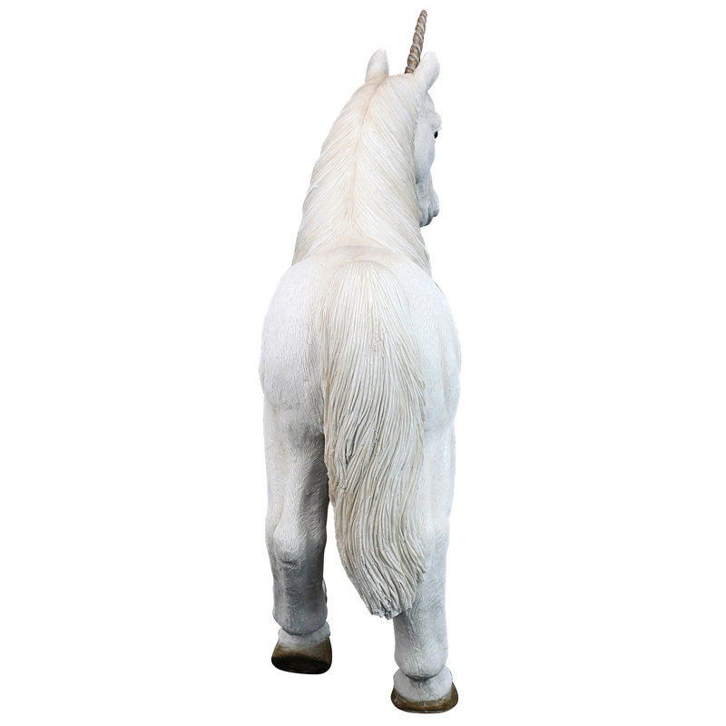 Mystical White Resin Unicorn Garden Statue, 16 Inches