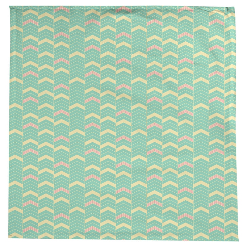 Rhonda Cheval Single Colour Lined Chevrons Tablecloth, Green/Pink/Yellow