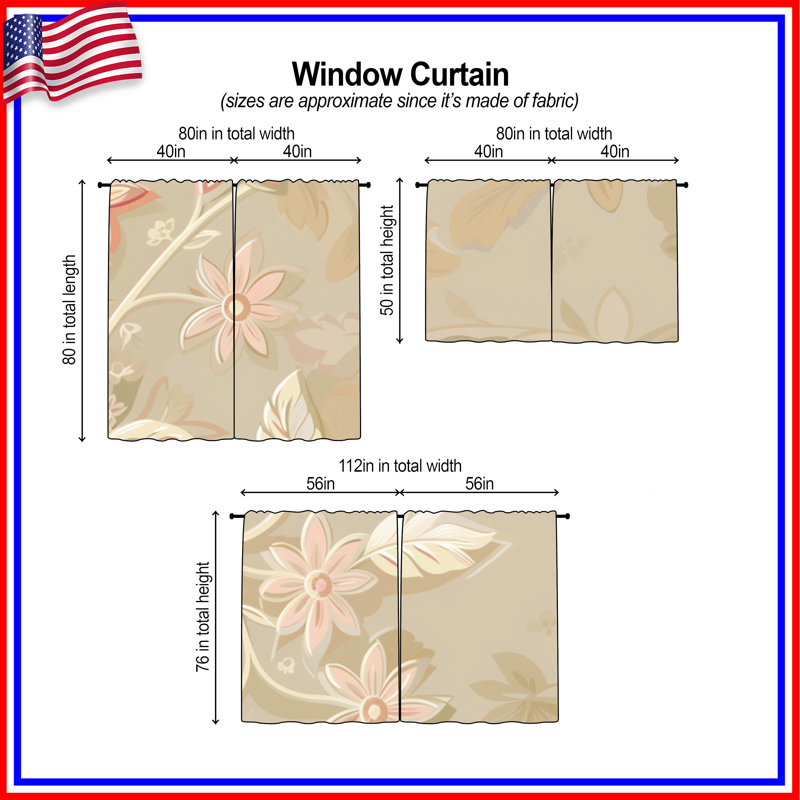 Rideaux de fenêtre à motif floral obscurcissant et obscurcissant - 2 panneaux, 20 po x 60 po - 2 panneaux