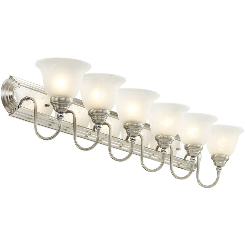 6 - Light Vanity Light, Brushed Nickel/Polished Chrome