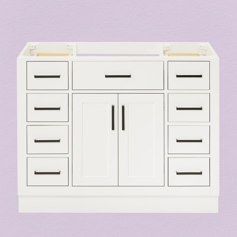Base de meuble-lavabo simple 42 po Osoria, Blanc, Noir mat