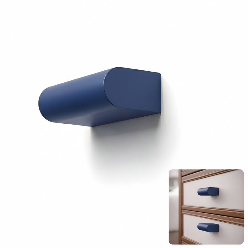 Armoire et bouton de tiroir rectangulaire en aluminium ROUS Hardware, Mid-Century Modern, Polo (bleu marine)