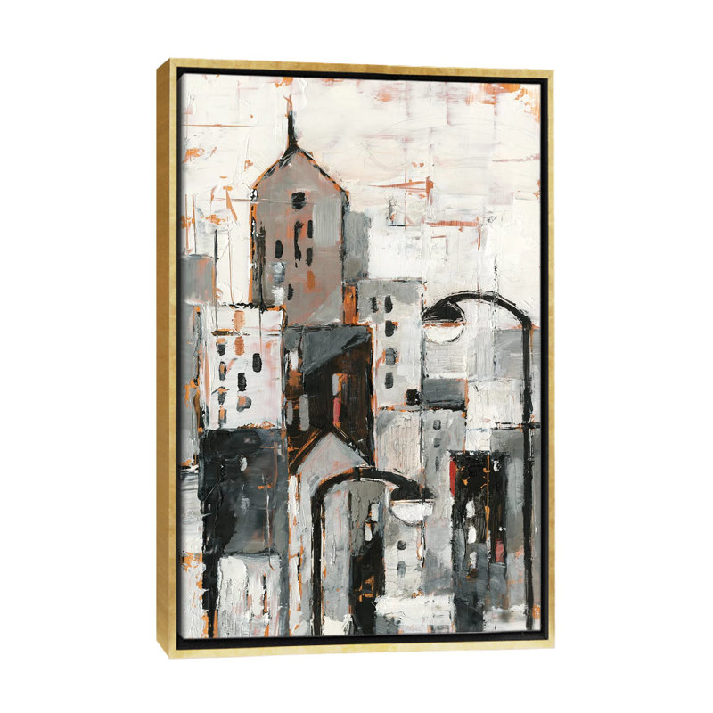 «Illuminated City I» par Ethan Harper - reproduction d'art, H 40 po x l 26 po x P 1,5 po, Toile encadrée d'or, Pas de tapis