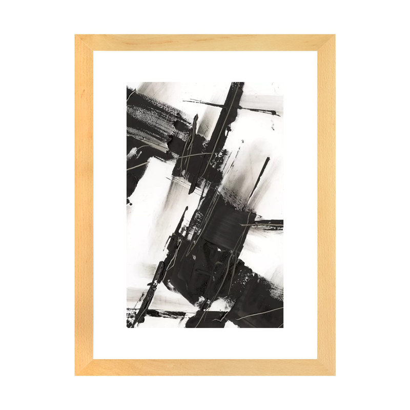 Reproduction d’art, "diagonal Matrix I" par Ethan Harper, H 32 po x l 24 po x P 1 po, Blanc, Toile avec cadre en bois beige