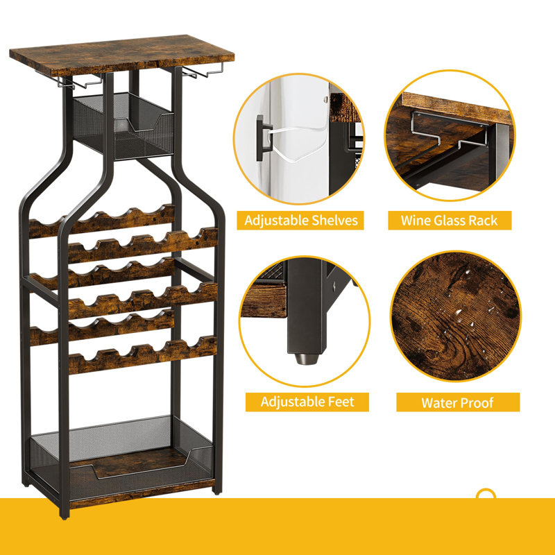 Wine Bottle Rack, Brown/Black