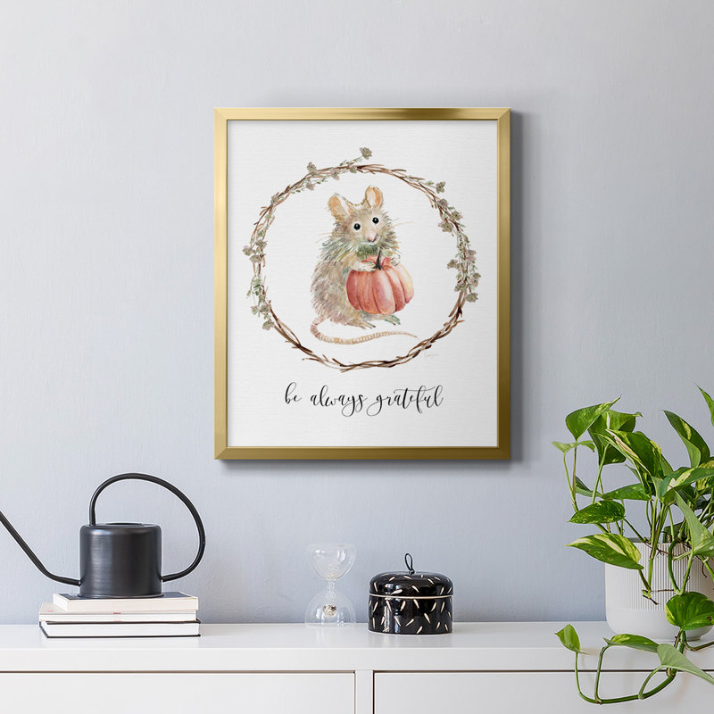 Toile encadrée de qualité supérieure Harvest Home Mouse - prête à être accrochée, Or, H 24 po x l 20 po