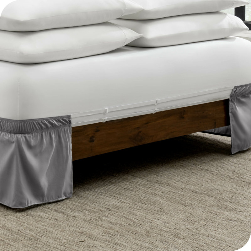 Light Gray Polyester Queen Ruffled Wrap Around Bed Skirt