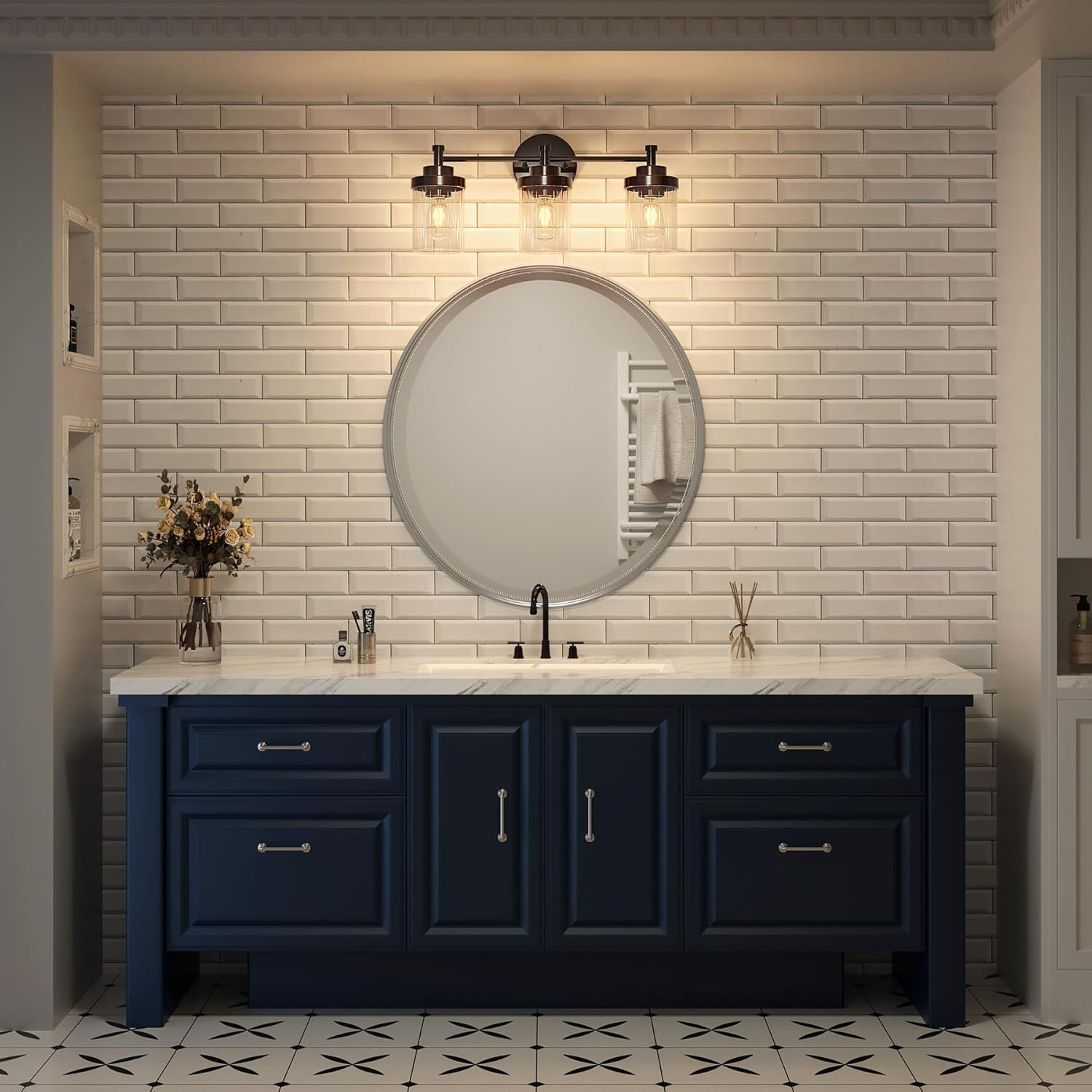 Ebern Designs 3-Light Bathroom Vanity Light, Bathroom Light Over Mirror ...