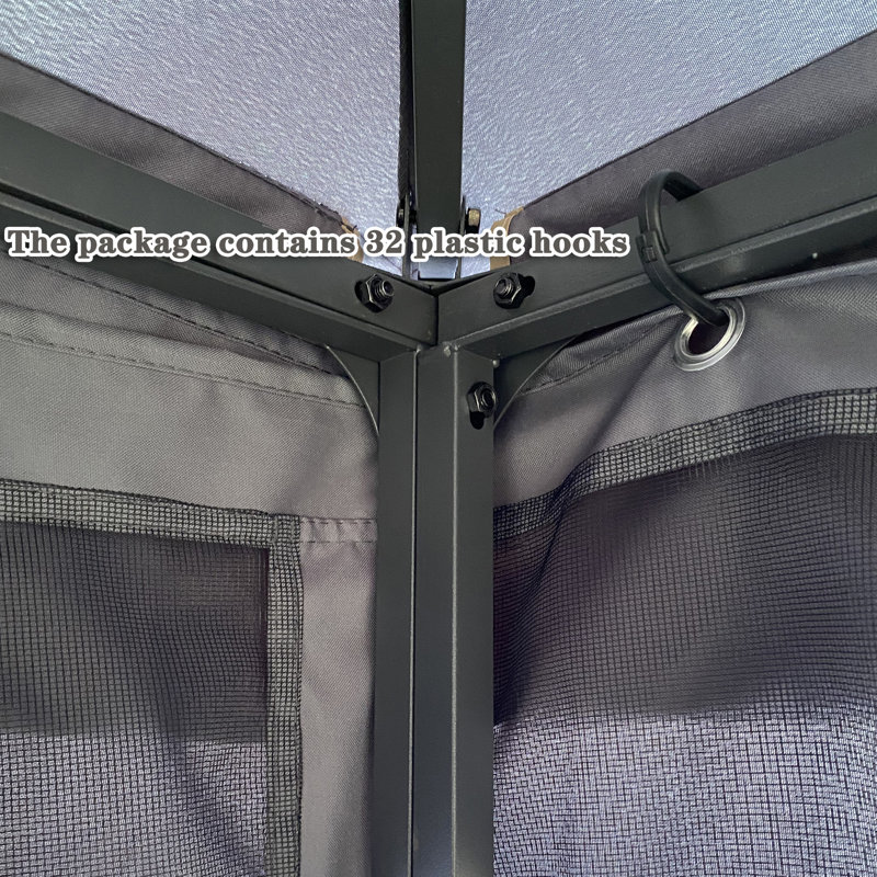 Sunny Yard Polyester Screen for Gazebo, Black
