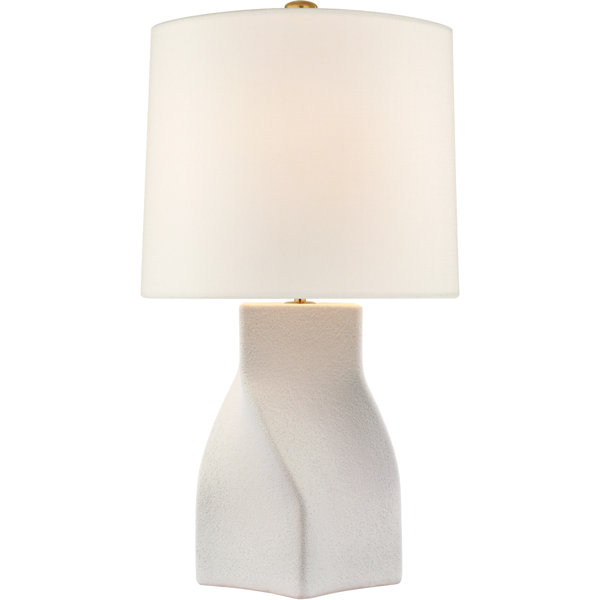 Visual Comfort Stylus Large Angled Table Lamp with Linen Shade - Soft Brass