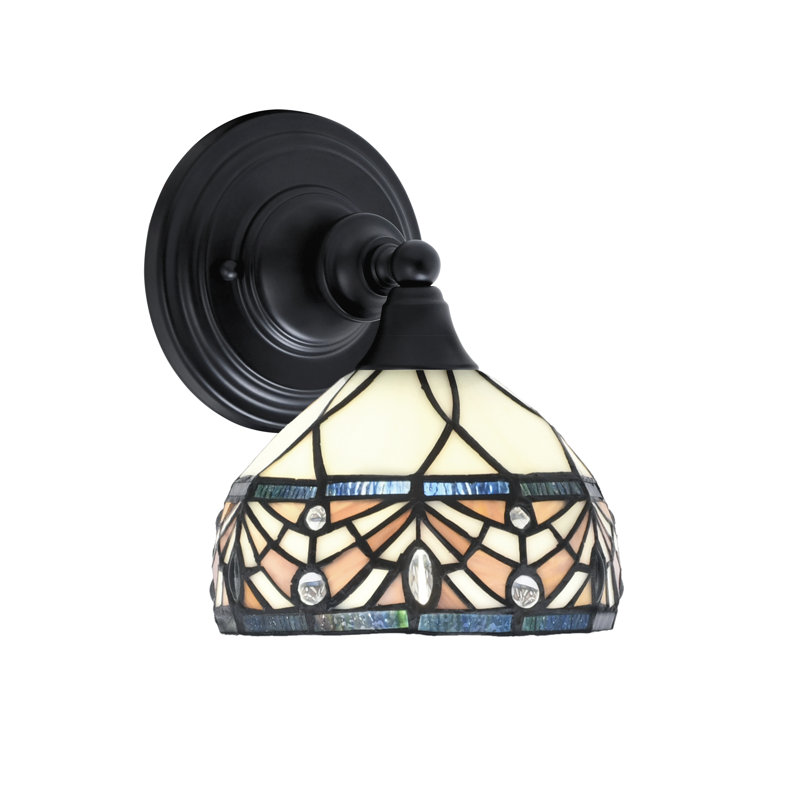 Wall Sconce Shown In Matte Black Finish With 7" Royal Merlot Art Glass