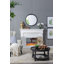 Cadre de miroir antique rond 30 po x 30 po sculpté à la main rose, miroir mural pour espace de vie, salle de bain, décoration murale d'entrée