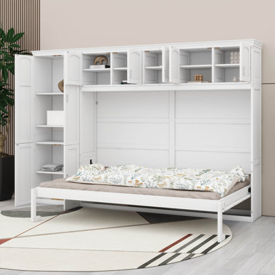 Grand lit escamotable mural avec armoires