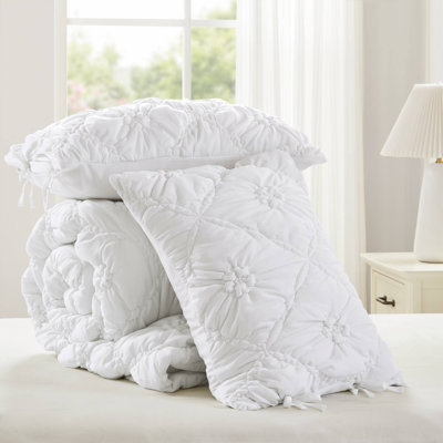 Ensembles de literie de qualité supérieure en microfibre à motif floral blanc