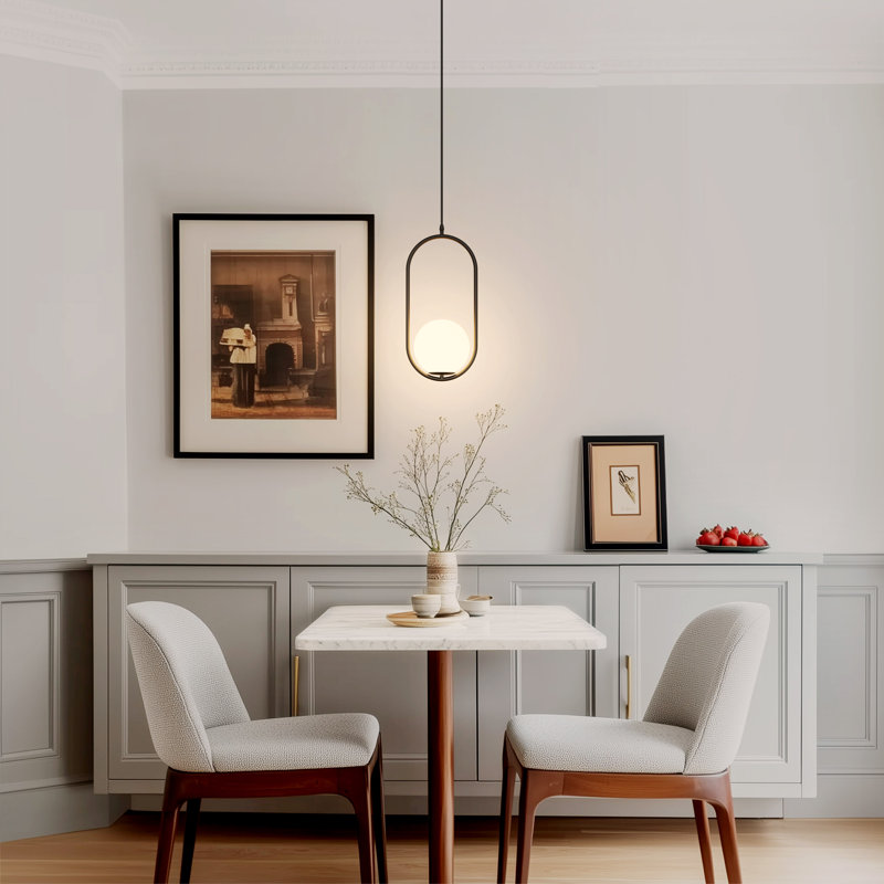 1 - Light Globe Single Pendant Lights Modern Kitchen Island Pendant Lighting, E12 Socket, Black