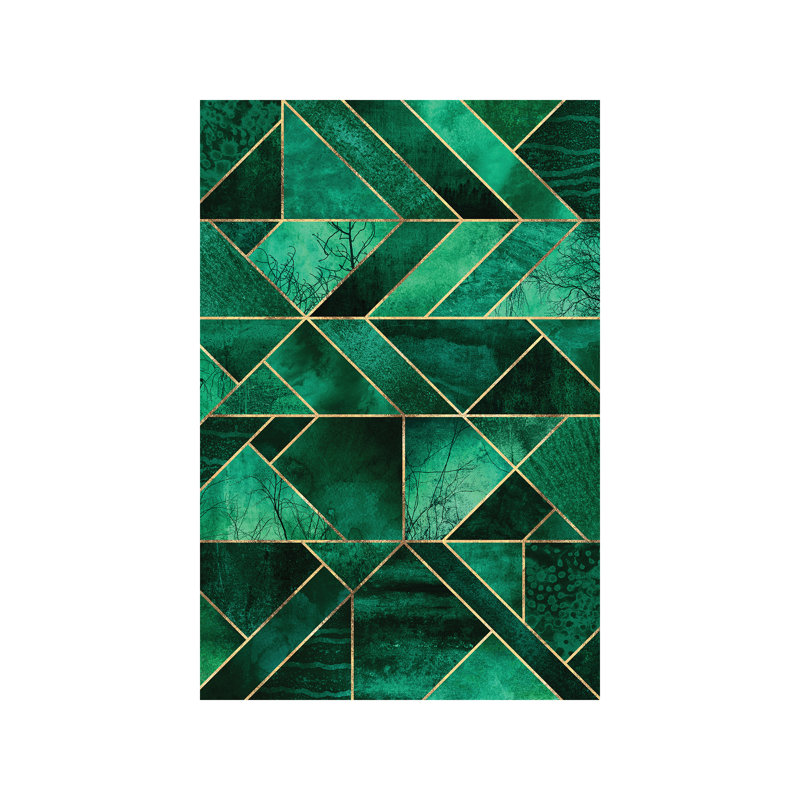 Abstract Nature Emerald Green by Elisabeth Fredriksson - Wrapped Canvas Print, 20.32 cm H x 30.48 cm W