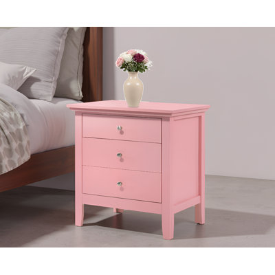 Table de chevet 3 tiroirs lausannoise rose