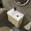 Meuble-lavabo de 61 cm avec lavabo en céramique, lavabo suspendu mural, rangement en bois à double porte pour salle de bain, chêne - Meuble-lavabo de 61 cm, rangement, style moderne